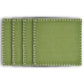15" Set of Four Natural And Olive Green Embroidered Edge Cotton Square Placemats