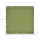 15" Set of Four Natural And Olive Green Embroidered Edge Cotton Square Placemats
