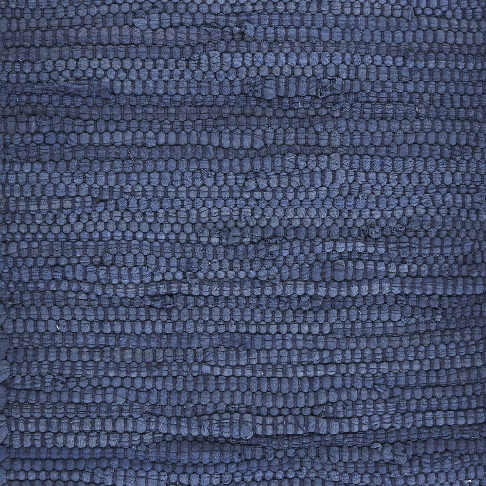 80" Navy Blue And Natural Solid With Border Cotton Table Runner