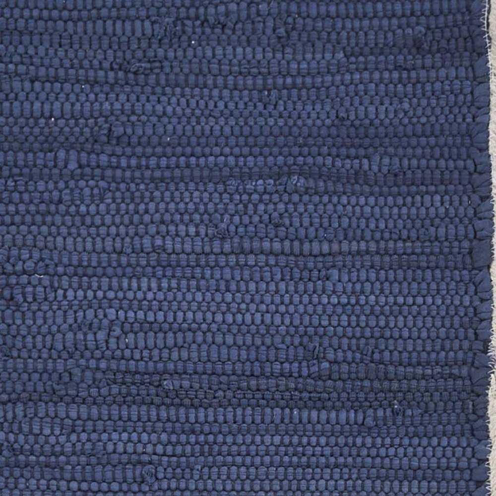 80" Navy Blue And Natural Solid With Border Cotton Table Runner