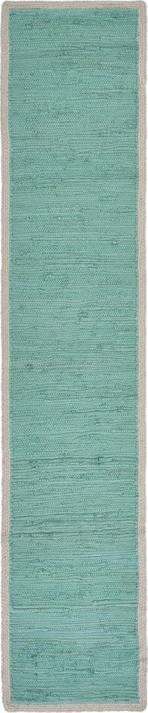 19" Set of Four Turquoise and Natural Solid With Border Cotton Placemats