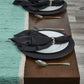 19" Set of Four Turquoise and Natural Solid With Border Cotton Placemats