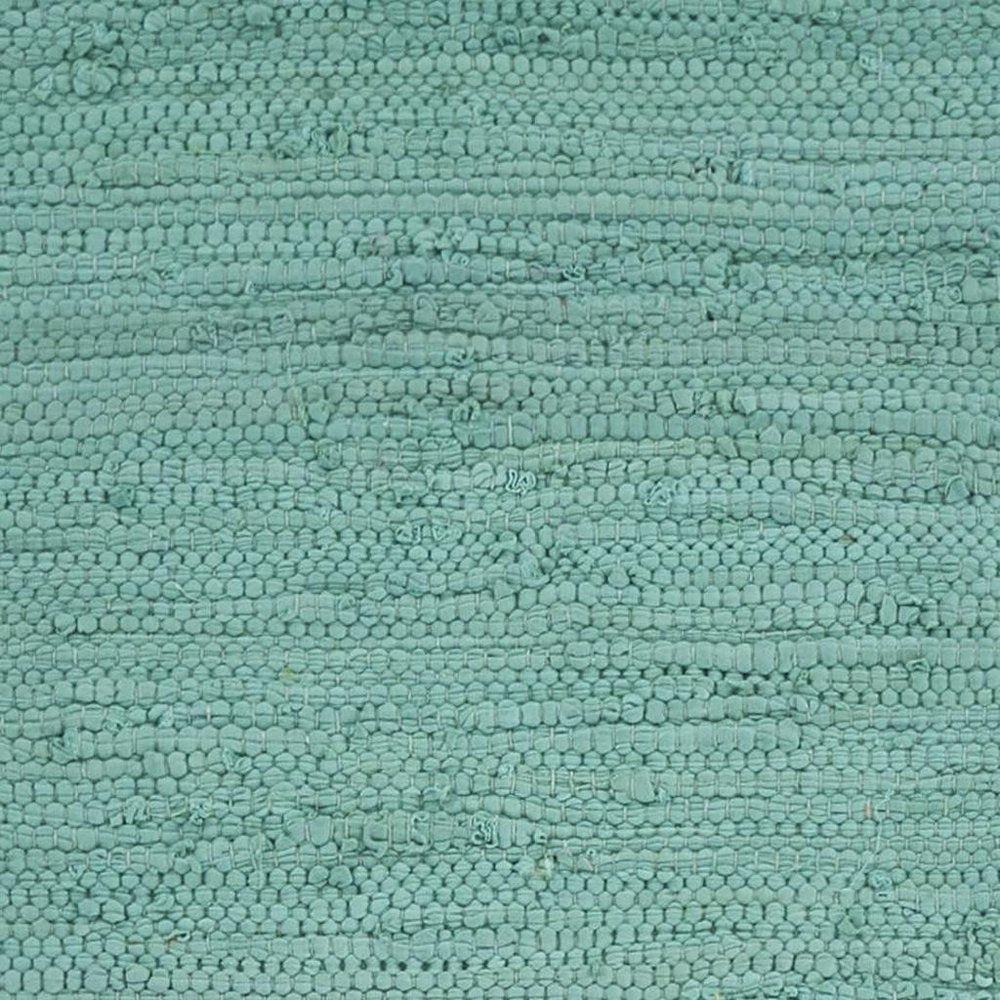 80" Turquoise And Natural Solid With Border Cotton Table Runner