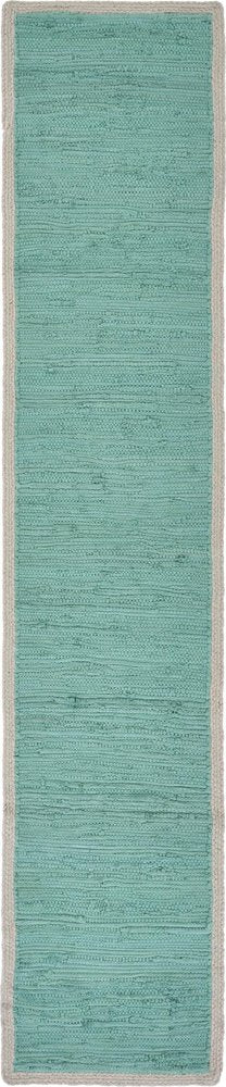 19" Set of Four Turquoise and Natural Solid With Border Cotton Placemats