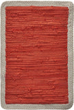 19" Set of Four Orange And Natural Solid With Border Cotton Placemats