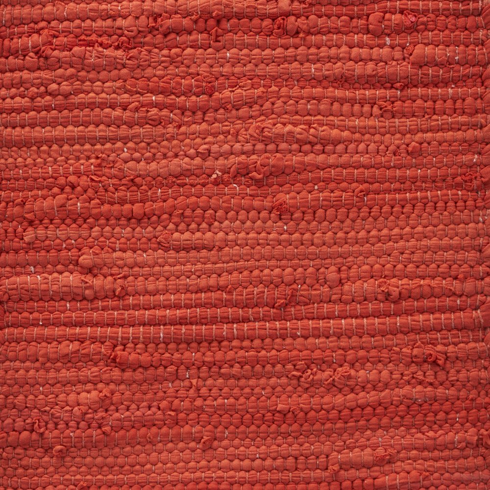 19" Set of Four Orange And Natural Solid With Border Cotton Placemats