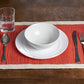 19" Set of Four Orange And Natural Solid With Border Cotton Placemats
