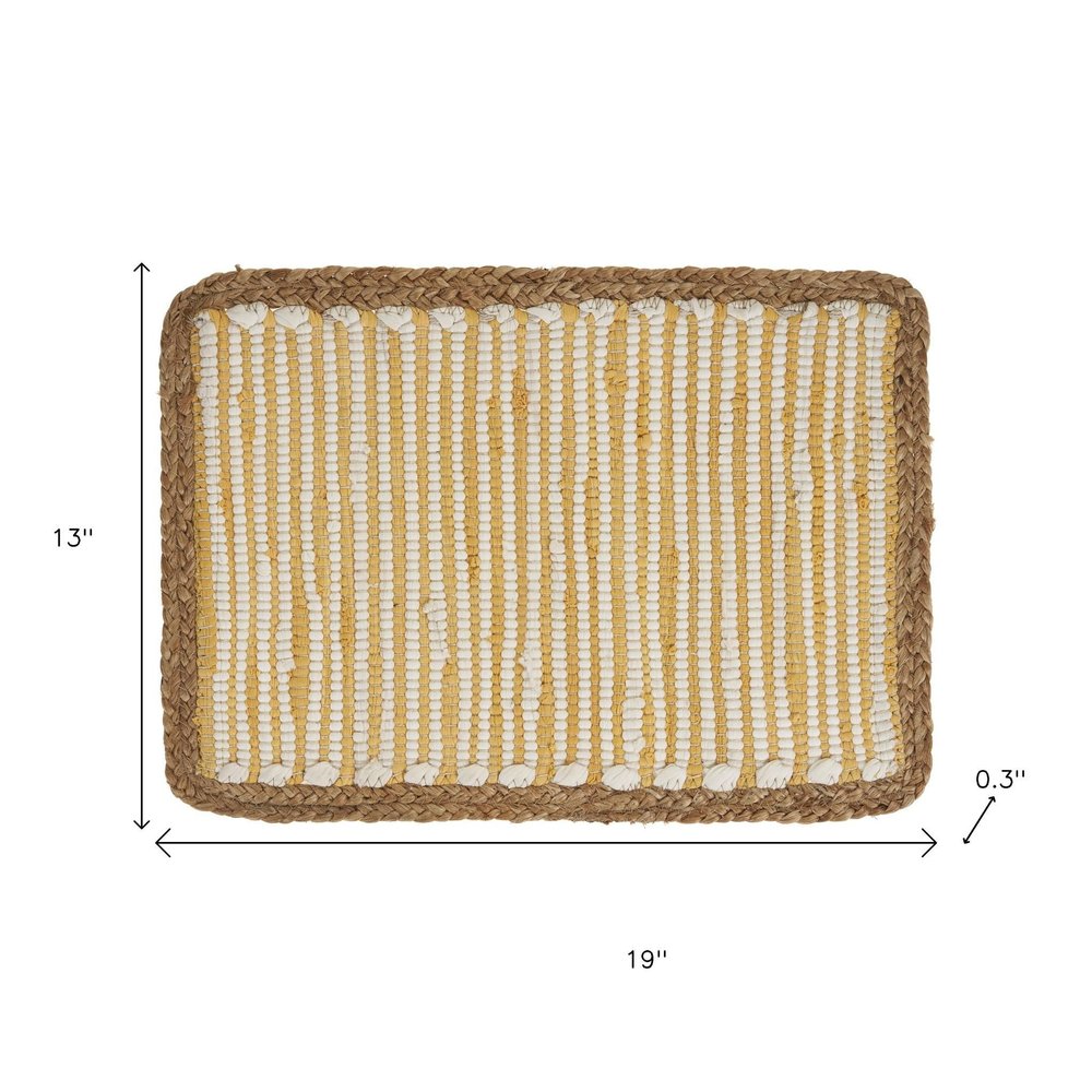 80" Aqua Off White And Natural Striped Cotton And Jute Table Runner