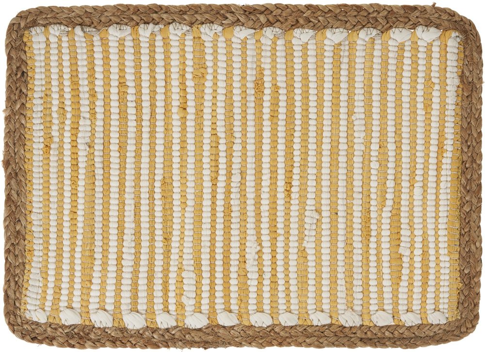 80" Aqua Off White And Natural Striped Cotton And Jute Table Runner