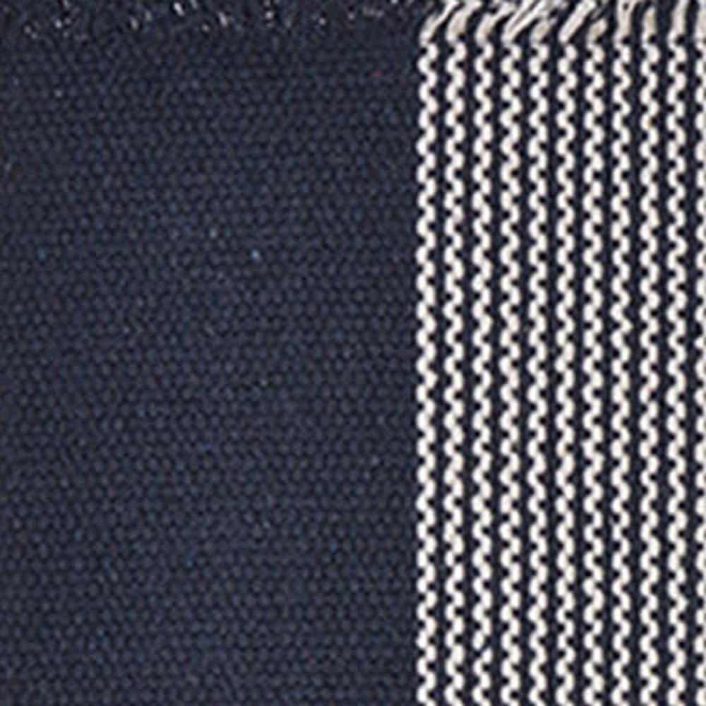 19" Set of Four Navy Blue And White Striped Cotton Placemats