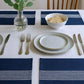19" Set of Four Navy Blue And White Striped Cotton Placemats