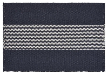 19" Set of Four Navy Blue And White Striped Cotton Placemats