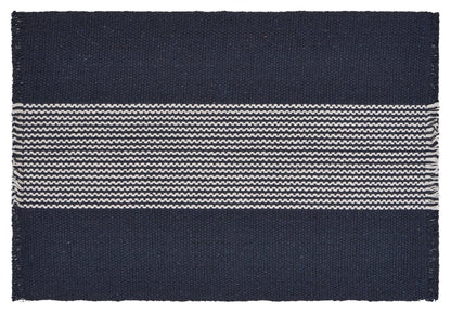 19" Set of Four Navy Blue And White Striped Cotton Placemats