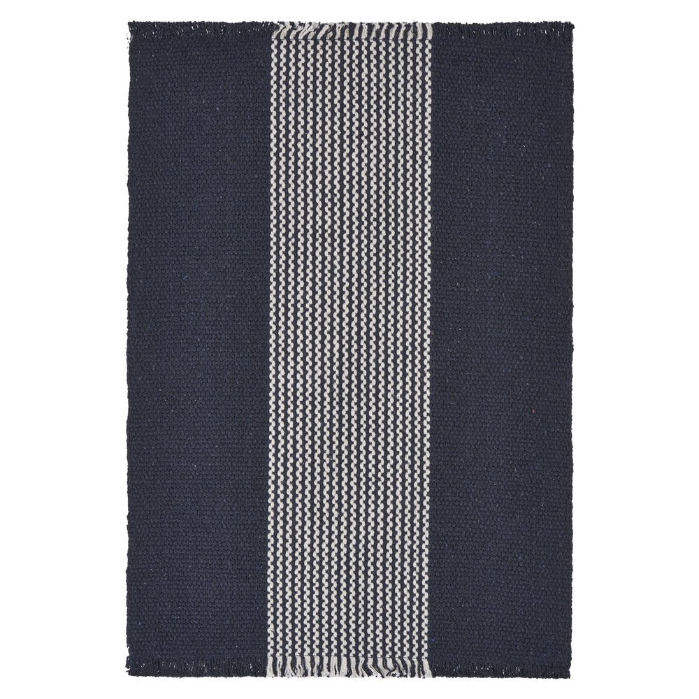 19" Set of Four Navy Blue And White Striped Cotton Placemats