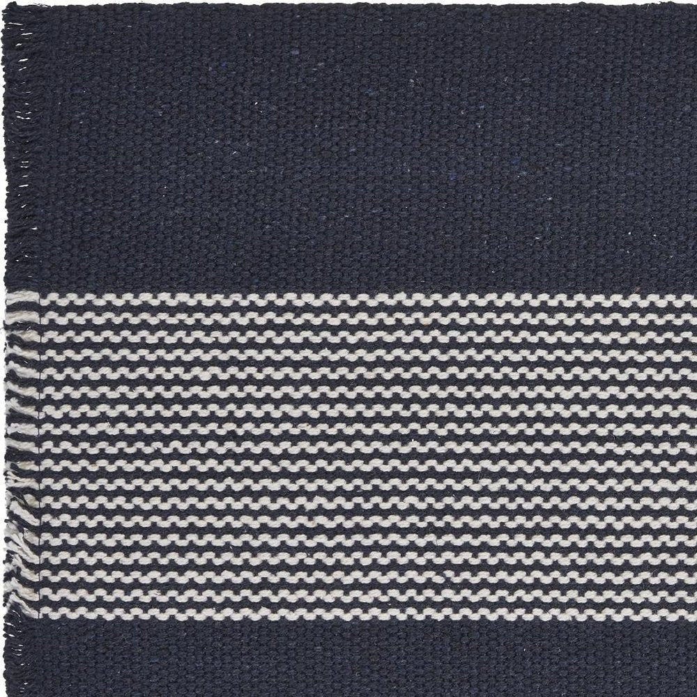 19" Set of Four Navy Blue And White Striped Cotton Placemats