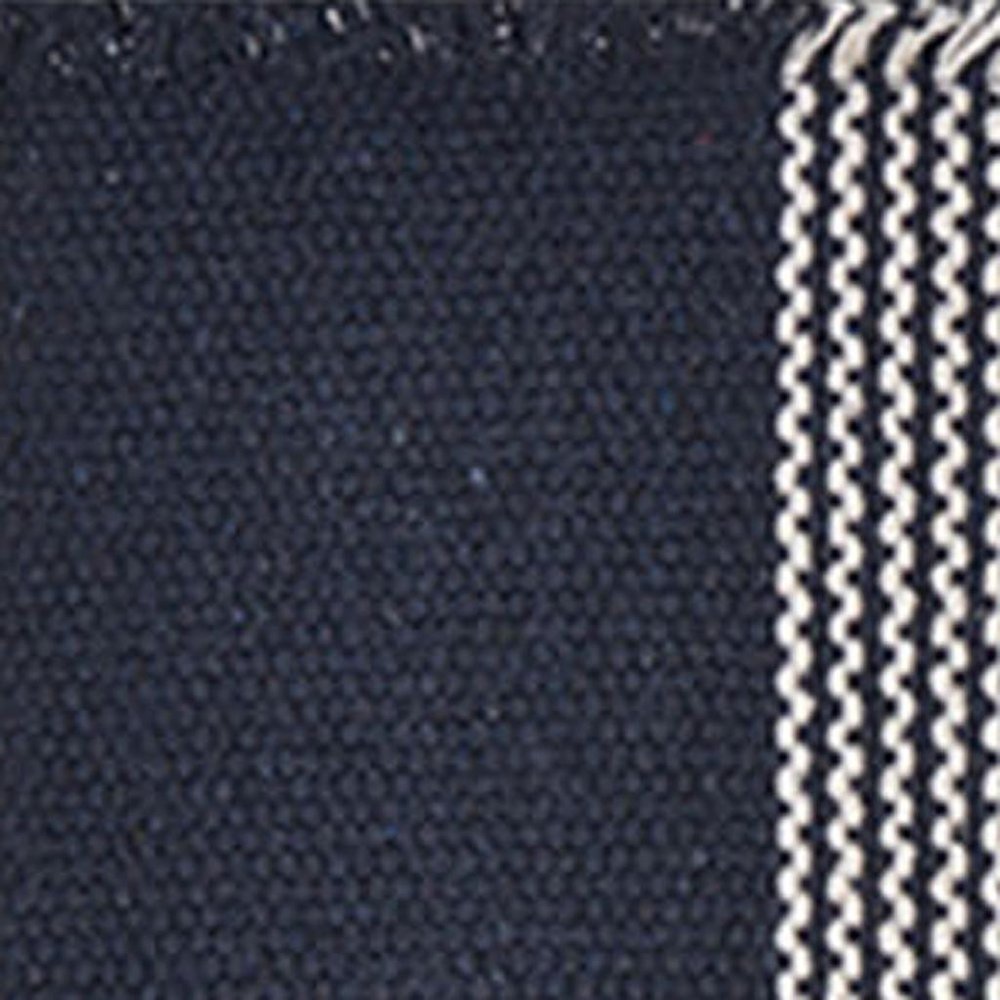 19" Set of Four Navy Blue And White Striped Cotton Placemats