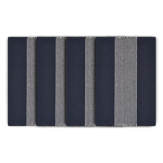 19" Set of Four Navy Blue And White Striped Cotton Placemats