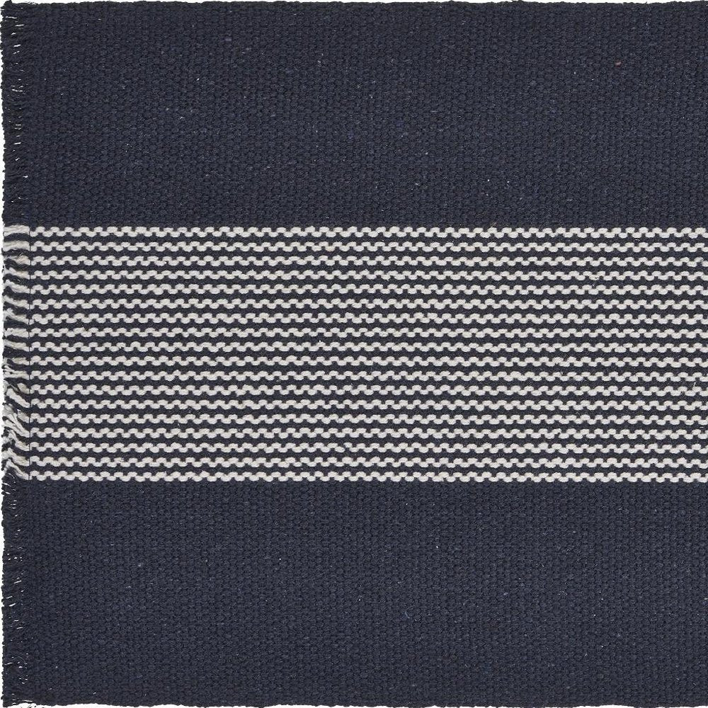19" Set of Four Navy Blue And White Striped Cotton Placemats