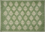 19" Set of Four Green And Cream Geometric Medallion Cotton Placemats