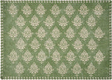 19" Set of Four Green And Cream Geometric Medallion Cotton Placemats