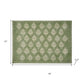 19" Set of Four Green And Cream Geometric Medallion Cotton Placemats