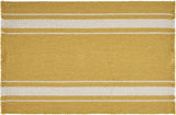 19" Set of Four Yellow And White Striped Cotton Placemats