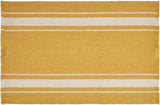 19" Set of Four Yellow And White Striped Cotton Placemats