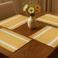 19" Set of Four Yellow And White Striped Cotton Placemats