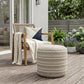 20" Blue Polyester Round Striped Indoor Outdoor Pouf Ottoman