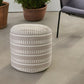 20" Green Polyester Round Striped Indoor Outdoor Pouf Ottoman