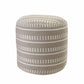 20" Blue Polyester Round Striped Indoor Outdoor Pouf Ottoman