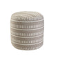 20" Blue Polyester Round Striped Indoor Outdoor Pouf Ottoman