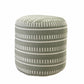 20" Blue Polyester Round Striped Indoor Outdoor Pouf Ottoman