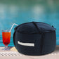 20" Blue Polyester Round Patchwork Indoor Outdoor Pouf Ottoman