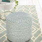 20" Blue Polyester Round Geometric Indoor Outdoor Pouf Ottoman