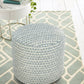 20" Blue Polyester Round Geometric Indoor Outdoor Pouf Ottoman