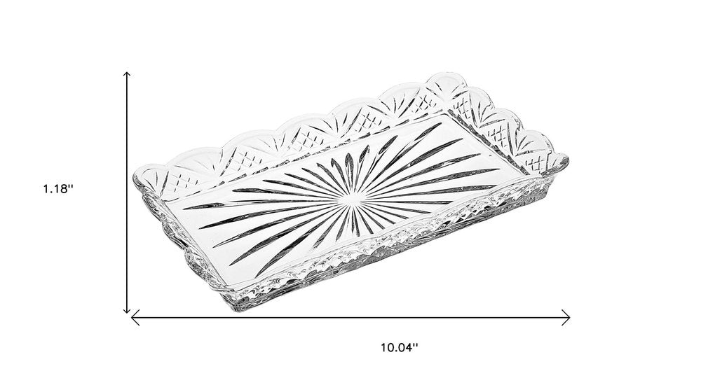 10" Clear Rectangular Cut Crystal Serving Tray