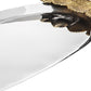 20" Silver And Gold Oval Stainless Steel Handmade Serving Tray With Handles
