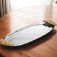 20" Silver And Gold Oval Stainless Steel Handmade Serving Tray With Handles