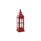 Set of Three Red Distressed Ornate Glass And Metal Floor Lantern Candle Holders