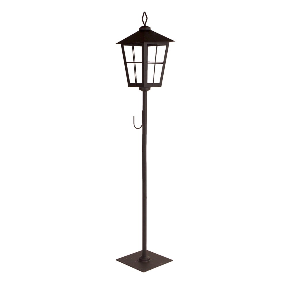 43" Black Geometric Glass And Metal Floor Lantern Candle Holder