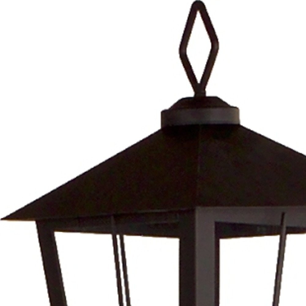 43" Black Geometric Glass And Metal Floor Lantern Candle Holder