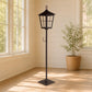 43" Black Geometric Glass And Metal Floor Lantern Candle Holder