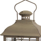 Set of Three Brown Distressed Geometric Glass And Metal Floor Lantern Candle Holders