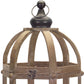 Set of Two Brown Distressed Wood And Glass Floor Lantern Candle Holders