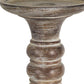 Set of Three Brown Distressed Stone Tabletop Taper Candlesticks