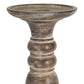 Set of Three Brown Distressed Stone Tabletop Taper Candlesticks