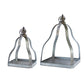 Set of Two Gray Distressed Galvanized Metal Tabletop Lantern Candle Holders