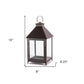 Set of Two Black Geometric Iron And Glass Floor Lantern Candle Holders