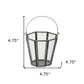 Set of Four Gray Distressed Geometric Iron And Glass Tabletop Votive Candle Holders